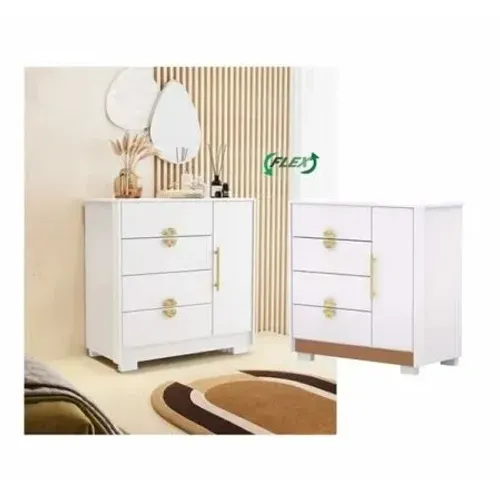 Comoda Ilha Bela 2025 1p 4g C/ Pe - Branco/camarim Flex
