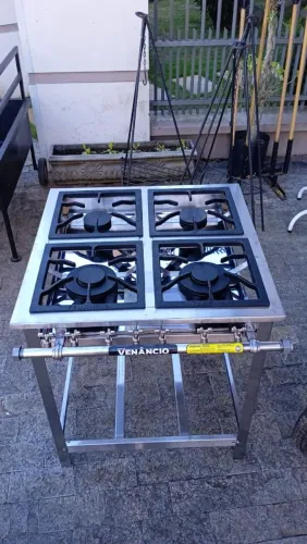 Fogão extra inox 4 queimadores mistos Venâncio pronta entrega - Marcos 