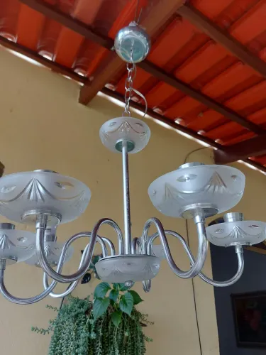 Lustre antigo  6 Lâmpadas -, braços inoxidável 