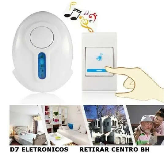 Campainha Sem Fio Controles Sem Fio 32 Toques Aviso Luminoso