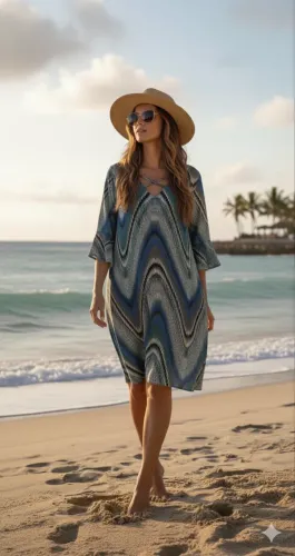 Vestido / saída de praia estampado M / G 100% viscose