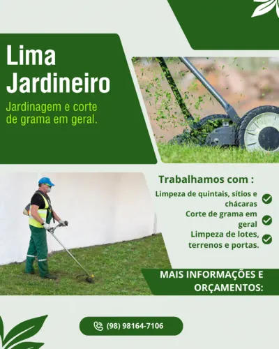 Roçagem, jardinagem, poda e corte de grama.