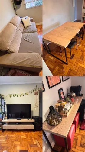 Móveis para sala de estar e jantar (Mesa, Rack, Aparador, Sofá)