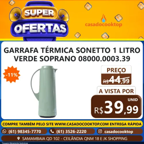 GARRAFA TERMICA SONETTO 1 LITRO VERDE SOPRANO 08000.0003.39 