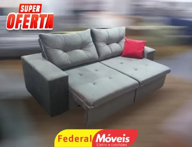 Sofá 2,00m Retrátil e Reclinável Veludo D33 (ENTREGA HOJE)
