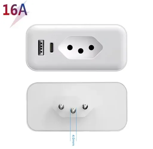 Tomada Inteligente com USB e USB Tipo C Avatto. 16A.