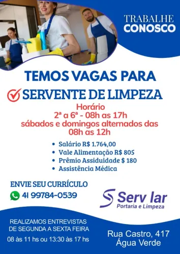 Servente de limpeza para Condominio 