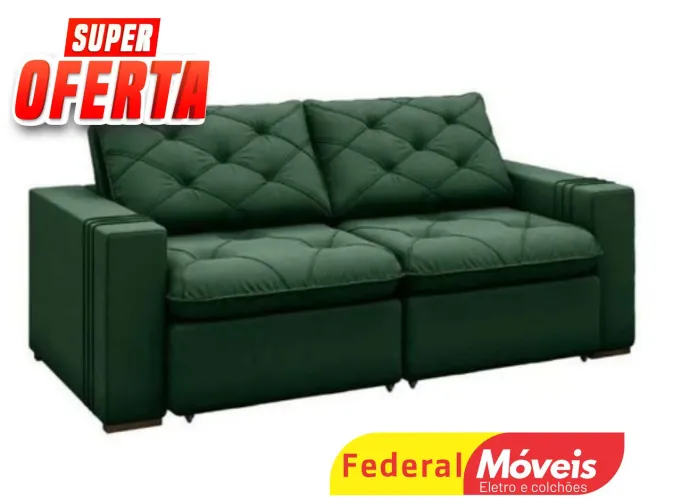 Sofá Retrátil e Reclinável 2,00m Veludo Verde - Solicite Nosso Catálogo