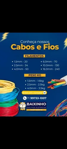 Cabos e Fios Elétricos - Diversos Tamanhos