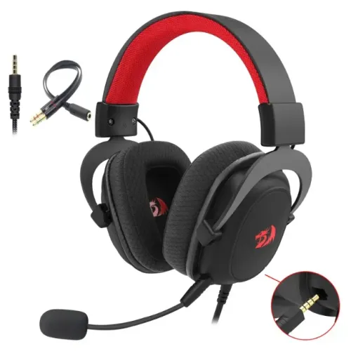 Headset Gamer Redragon Zeus Lite Black Drivers de 53mm, Microfone Removível - WZetta
