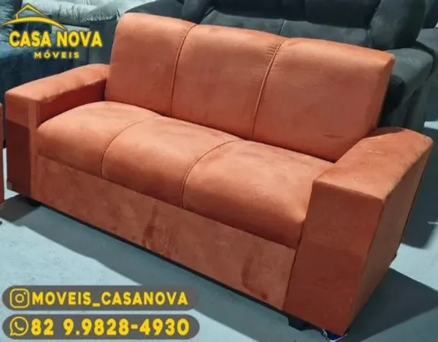 Sofá 3 lugares em suede - Novo!