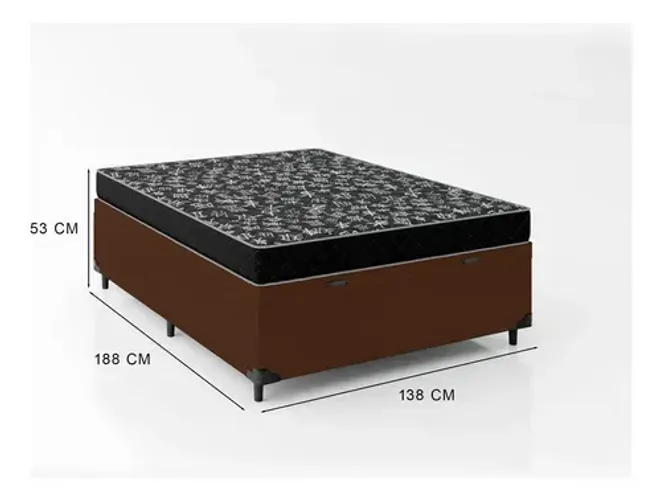 Base Box Casal Marrom com Colchão Casal D20 - Entrega Rápida!