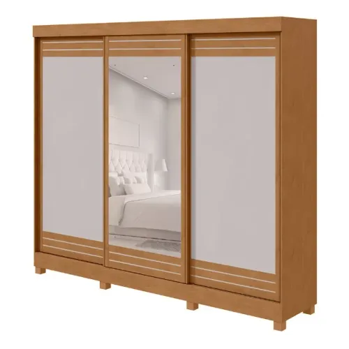Guarda Roupa Casal Nice 2,30 Com Espelho