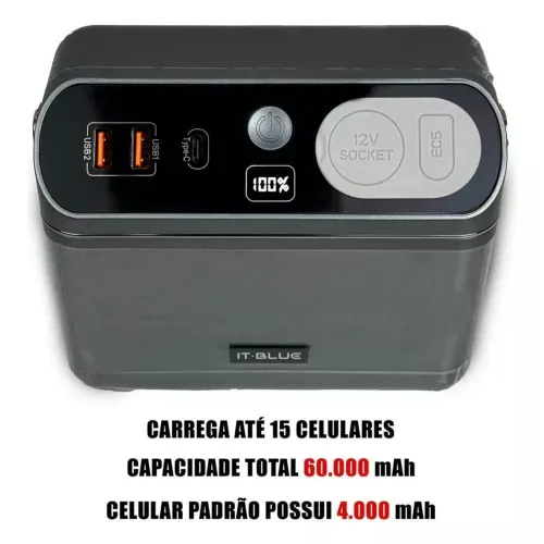 Power bank 6000 mha com Saida 12 volts