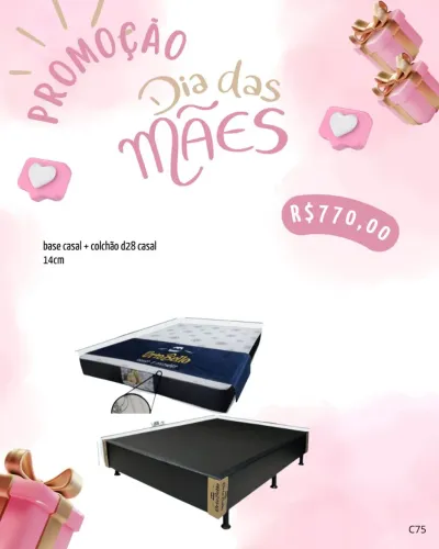Base cama casal corino + colchão casal d28 14cm altura / pague na entrega   entregamos 48h