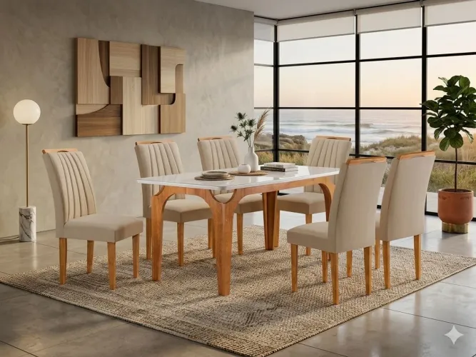 Mesa Fortaleza Cel Móveis 1,70 x 0,90 - Tampo Smart com Vidro Laqueado