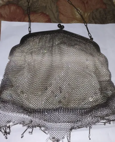 Bolsa vintage em malha prata
