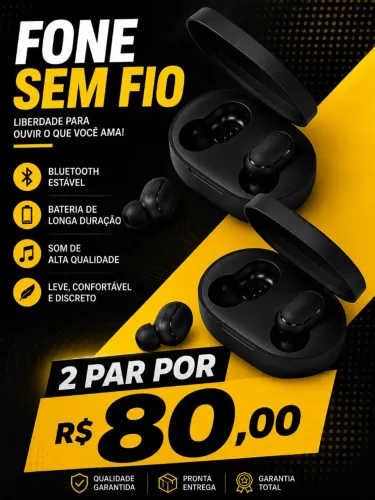COMPRE 1 E LEVE 2! FONES SEM FIO POR R$80,00