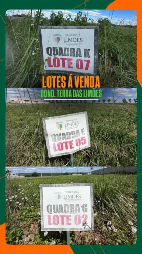 LOTES À VENDA - CONDOMÍNIO TERRA DAS LIMÕES (Valor FICTÍCIO)