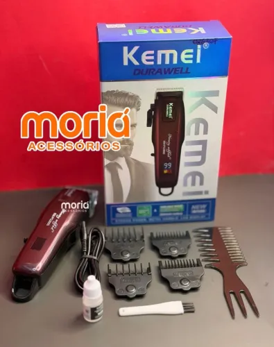 Máquina de Cortar Cabelo KM-PG2600 Profissional Recarregável com Display LC