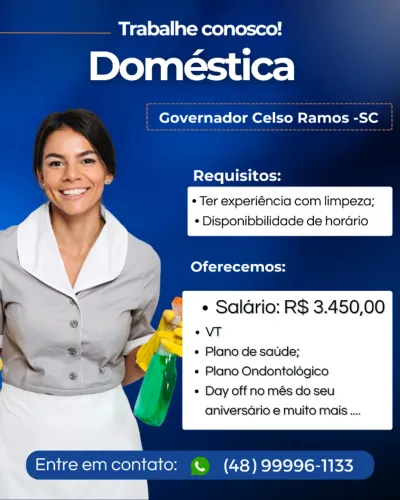 DOMÉSTICA PARA GOVERNADOR CELSO RAMOS