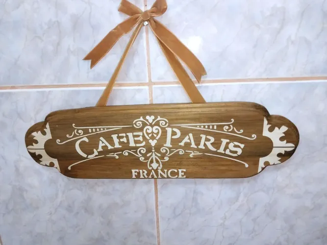 Placa Decorativa Farmhouse Café Paris