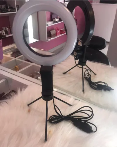 Ring Light para penteadeira com suporte de celular 