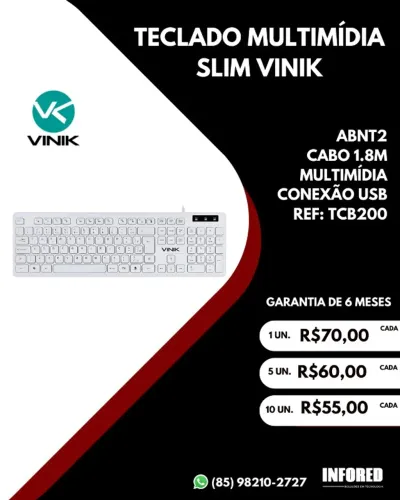 Teclado Multimídia Slim Vinik