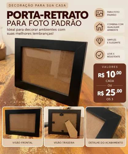 Kit com 3 porta-retratos - foto padrão