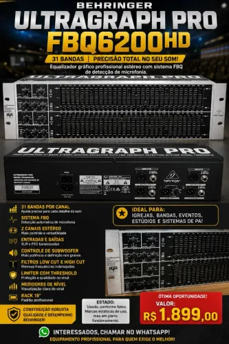 Equalizador berhinger Fbq6200hd ultra graph pro 31 bandas