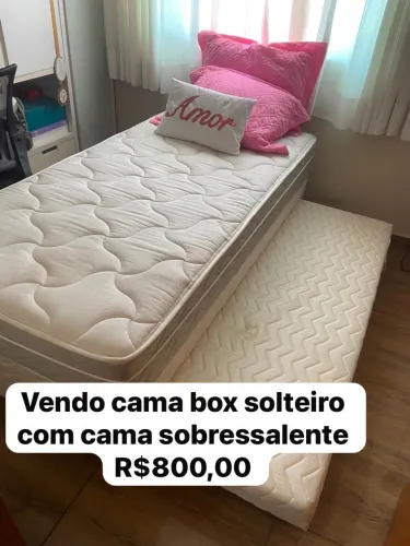 Vendo cama box solteiro Orthocrin com cama auxiliar e colchão  R$1000