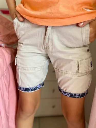 Bermuda Cargo Infantil U.S. Polo Assn - Bege (Sarja) infantil menino TAM. 8 / 10
