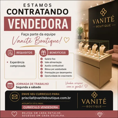 Vaga de emprego vendedora