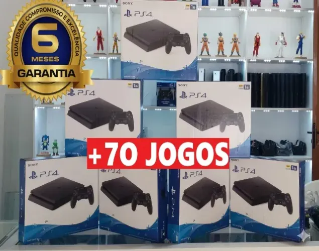 PS4 SLIM 1TB/5OOGB + 7O JOGOS TOP + O6 MESES GARANTIA + BRINDES ( LOJA FISICA )