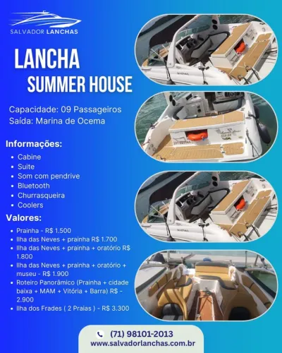 LANCHA, PASSEIO DE 10 AS 18