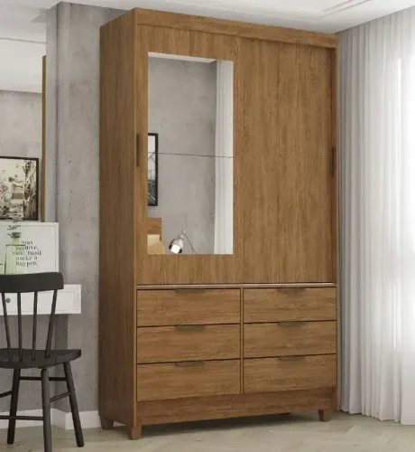 Oferta! Guarda Roupa Sevilha com Espelho Cinamomo Novo
