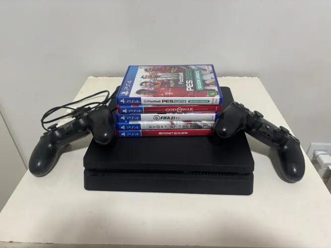 ps4 slim 1tb 2 controles com jogos