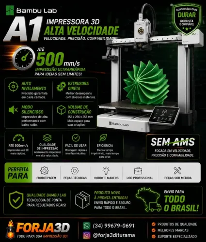 Impressora 3D - Bambu Lab A1 (Sem Combo, apenas impressora)