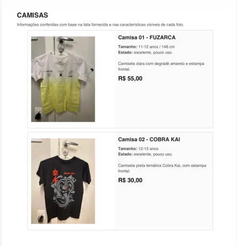Camisas originais infantis