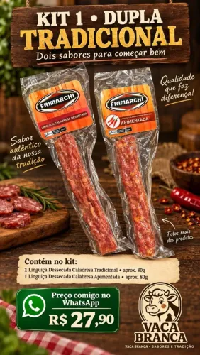 Kit Frimarchi - 2 Linguiças Calabresas Dessecadas - Tradicional + Apimentada