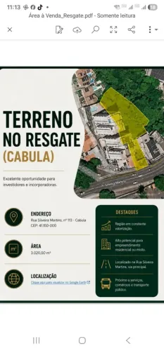 Terreno 3.020m2 na Av Silveira Martins no Cabula