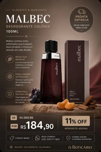 Perfume Malbec O Boticário 100ml - Original, Novo e Lacrado