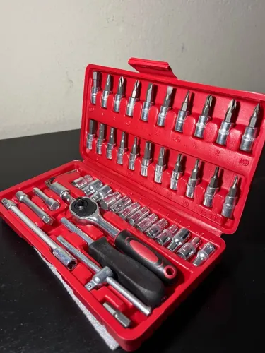 Kit Chave Catraca 46 Peças com Maleta - Ferramenta Profissional Multiuso