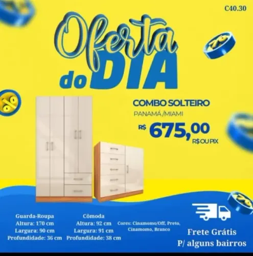 Combo solteiro - Guarda roupa+cômoda (Pague na entrega)