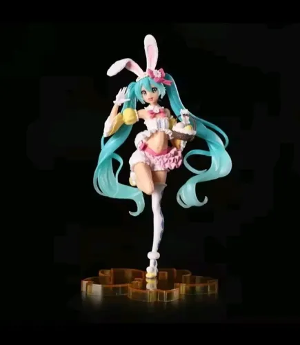 Boneca estatueta Anime Hatsune Miku em PVC modelo coelho