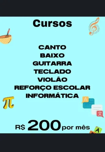 Aulas de Violão Canto, Teclado, Inglês, Reforço, Informática