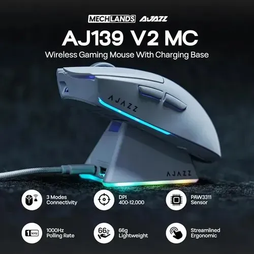 Mouse Gamer Ajazz AJ139 V2 com dock carregamento sem Fio