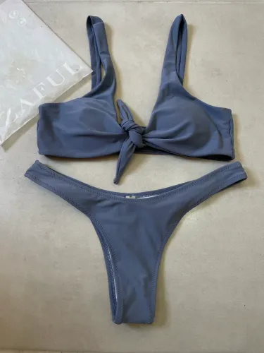 Biquíni cinza com bojo removível zaful 