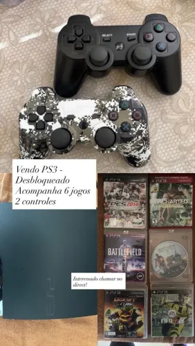 Playstation 3 + controles + jogos