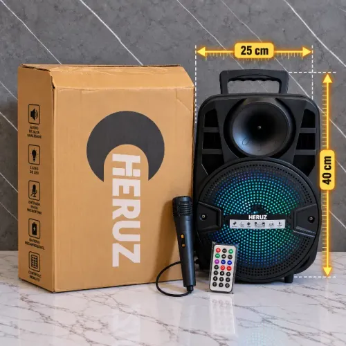 Caixa De Som 1000w Pmpo Bluetooth Karaokê Microfone
